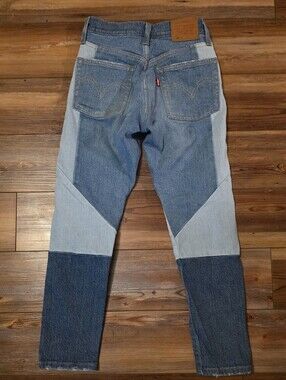 Levi's Premium 501 Cropped Button Fly Jeans W24 L26 Big E Medium Wash Denim